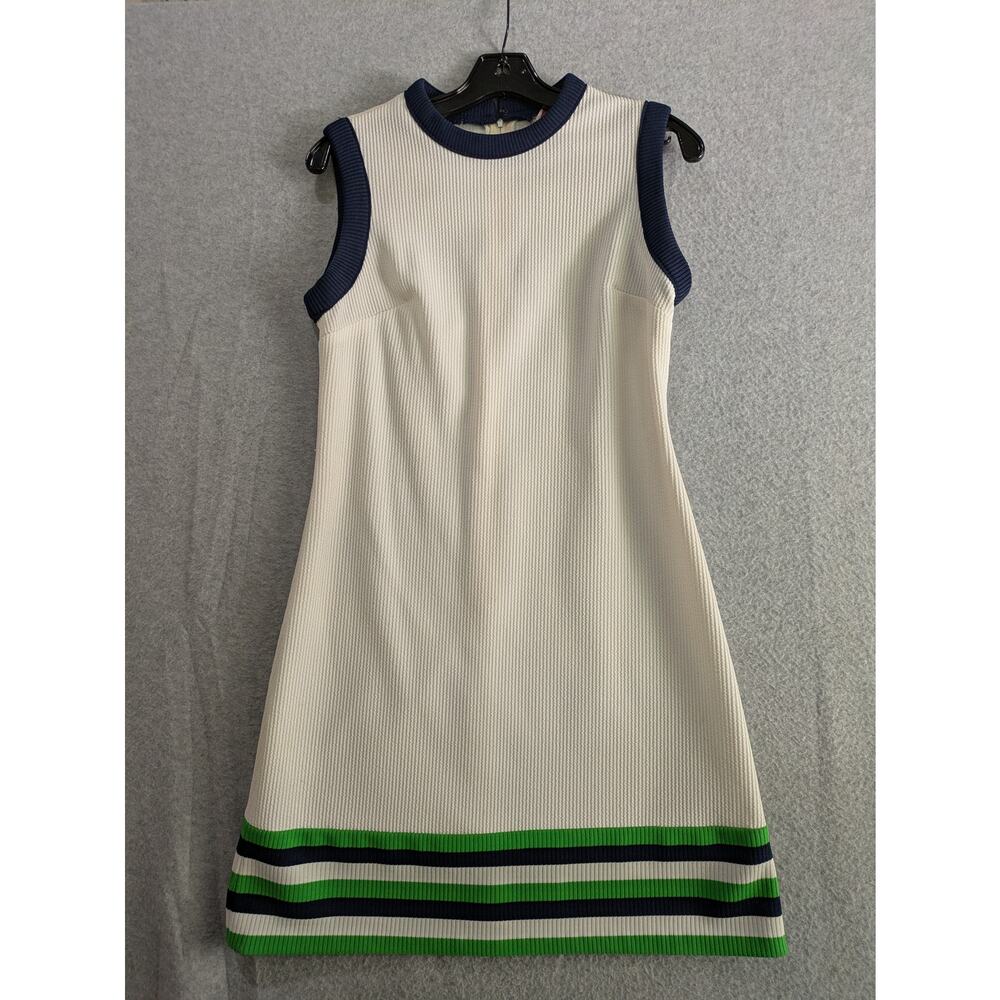 Jerell of Texas Knit Dress Women's XS White Rib Knit Vintage Y2k 70's Mini Dress